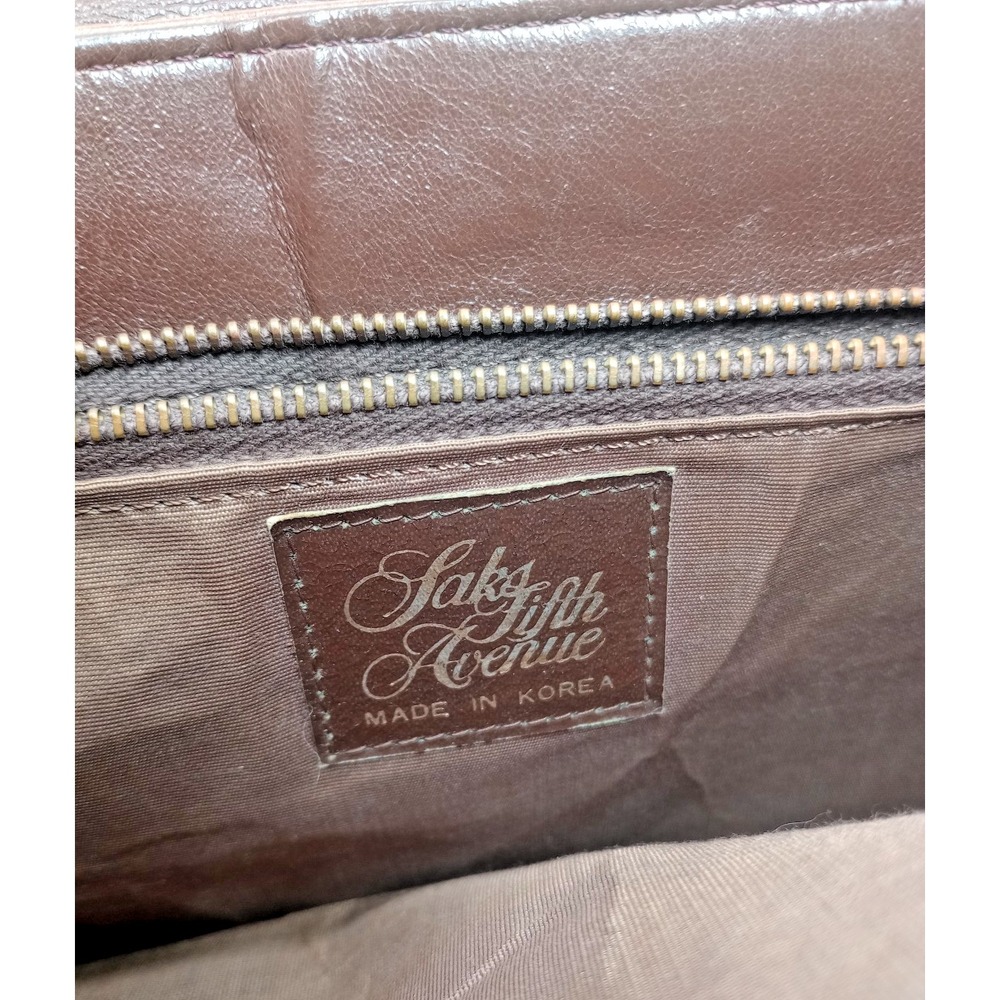 Vintage Saks 5th Avenue Brown Leather Shoulder Bag – Gold Tone Buckle Crossbody - Picture 2 of 9